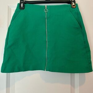 Zara Vibrant Green Mini Skirt with Zipper